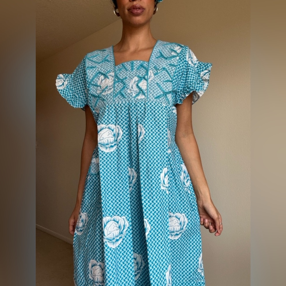 Blue Floral Women's Dress - Picture 4 of 8